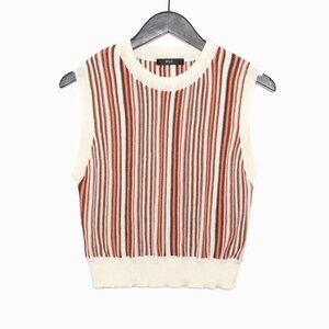 FLC Fair Liar Club Sleeveless Brown and Cream Striped Knit Top - Size S/M